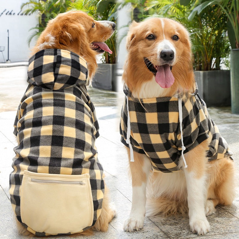 Wholesale Plaid Small, Medium and Large Dogs, Cats, Pets Autumn and Winter Pocket Zipper Clothes Sweatshirt Supplies