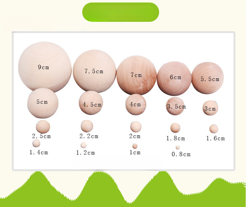 Wholesale solid wood color wooden ball round ball handmade DIY painted ball round bead can be processed