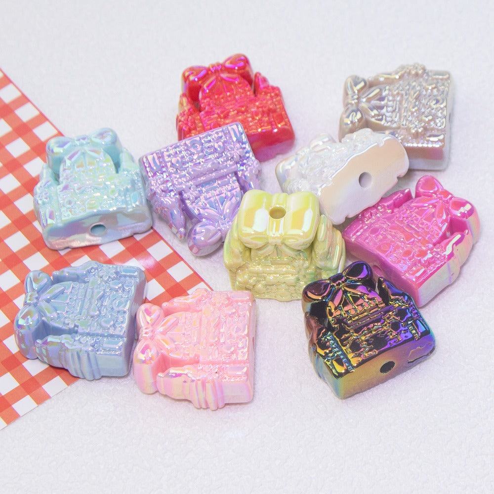 Wholesale Double-sided Engraved Childlike Fantasy Castle Acrylic Beads