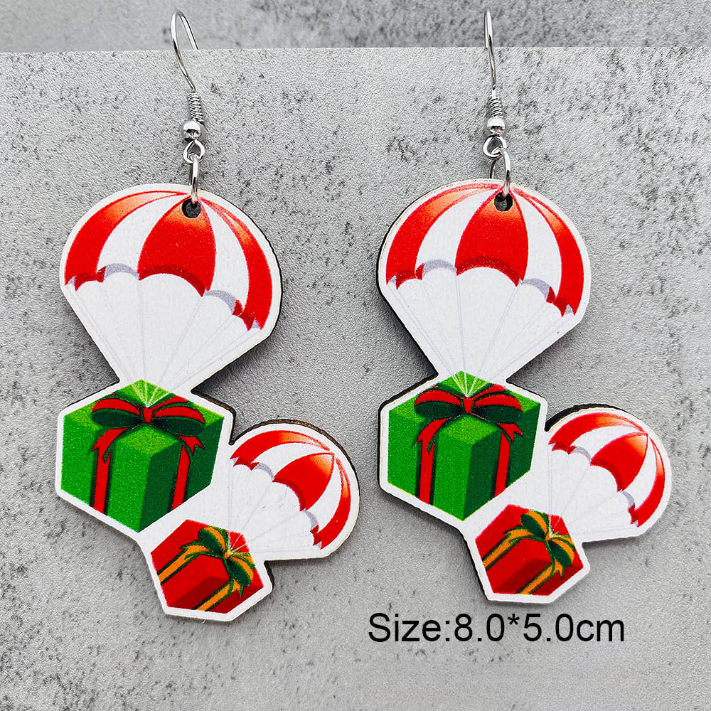 Wholesale Christmas Santa Claus Christmas Socks Elk Wooden Earrings