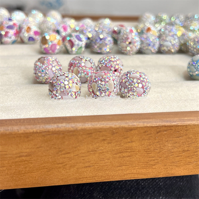 Wholesale Colored Natural Shell Ceramic Mud Diamond Ball Full Diamond 16mm Ball