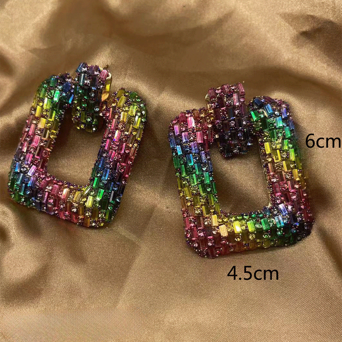 Wholesale Colored Glass Full Water Diamond Earrings
