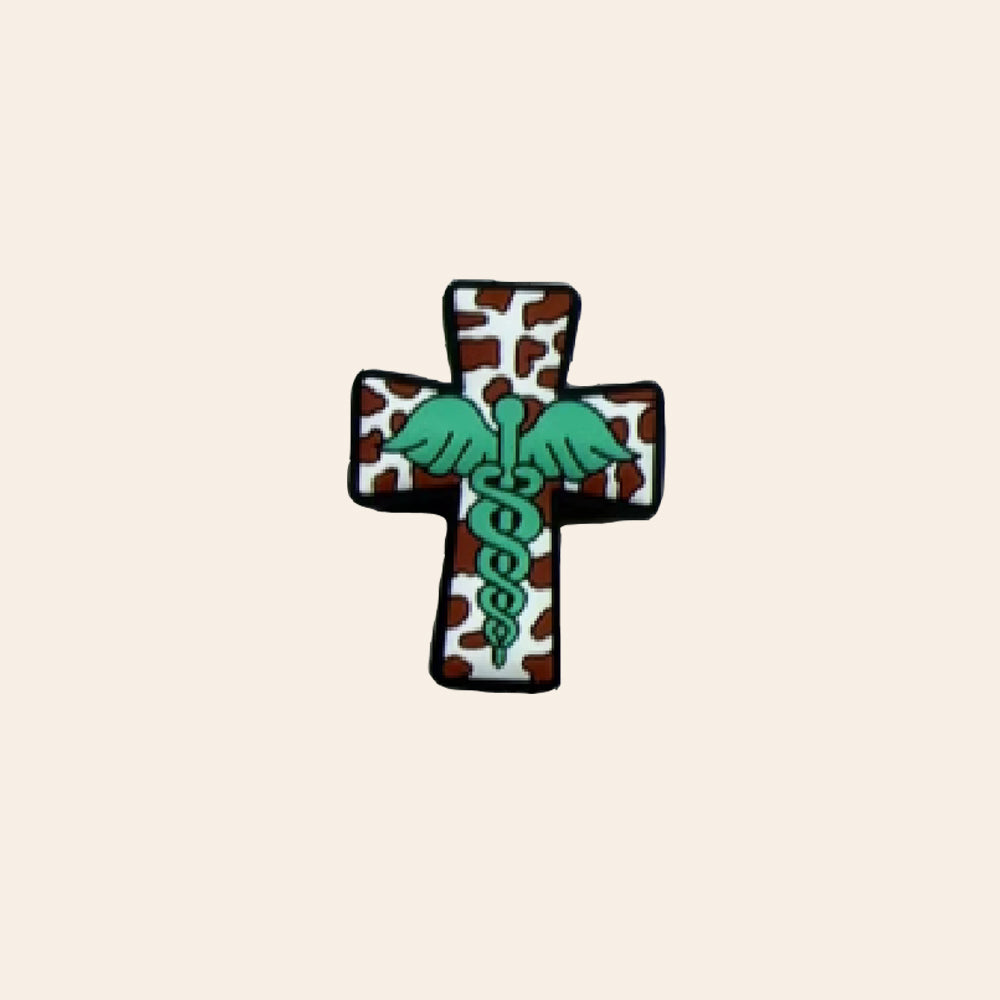 Wholesale 10 Pcs Cartoon Leopard Cross Wings Silicone Beads