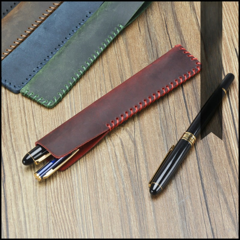 Wholesale Pure Handmade Leather Retro Cowhide Pen Sleeve