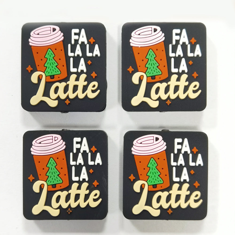 Wholesale 10pcs Christmas Cartoon Hippopotamus Drink Pattern Silicone Beads