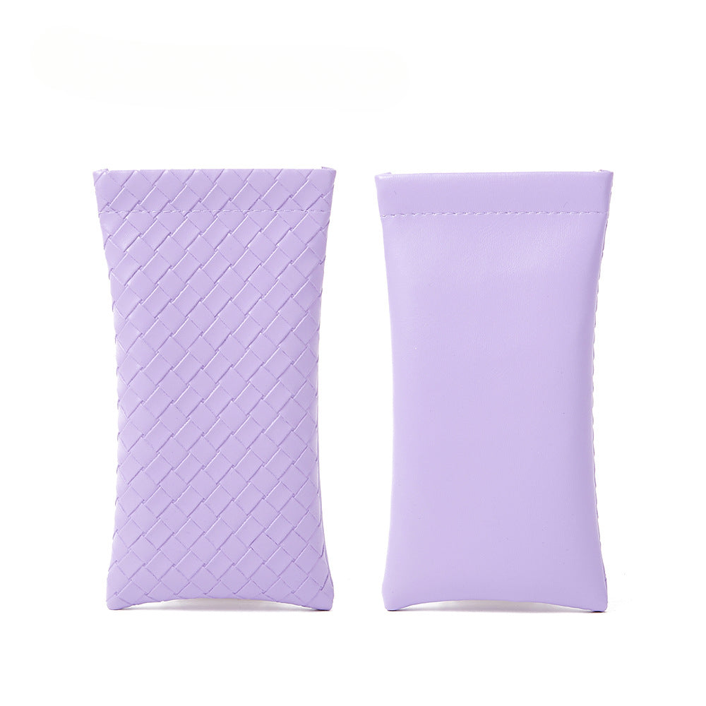 Whoelsale Solid Color Woven PVC Leather Eyewear Storage Bag