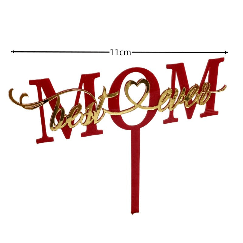 Wholesale 10PCS/PACK Mother's Day Love Letter Acrylic Cake Insert Card