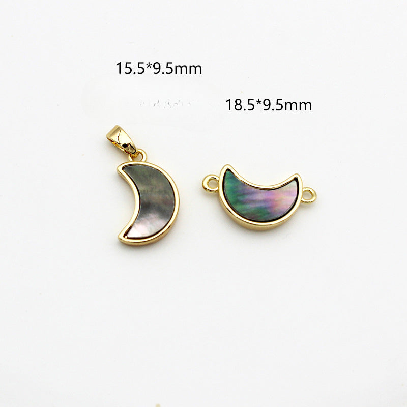 Wholesale Pure Brass Plated 18K Gold Black Shell Geometric Pendant Pendant Necklace Bracelet Single Hanging Double Hanging DIY Jewelry Accessories