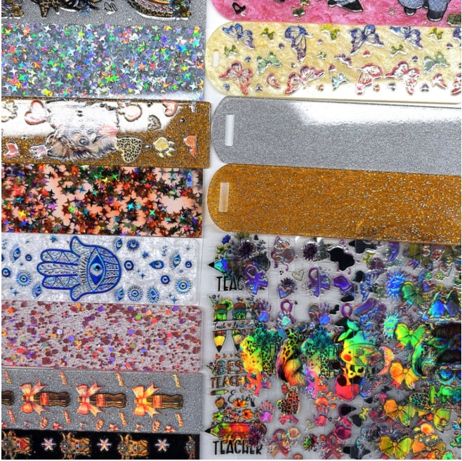 Wholesale Random Holographic Stickers 20/50/100pcs UV DTF Wraps Pen Sticker & Cartoon Random Styles Bookmark Stickers for Crafts Wraps