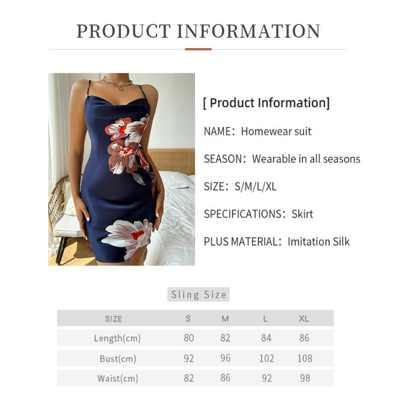 Wholesale Ice Silk Backless Suspender Nightgown