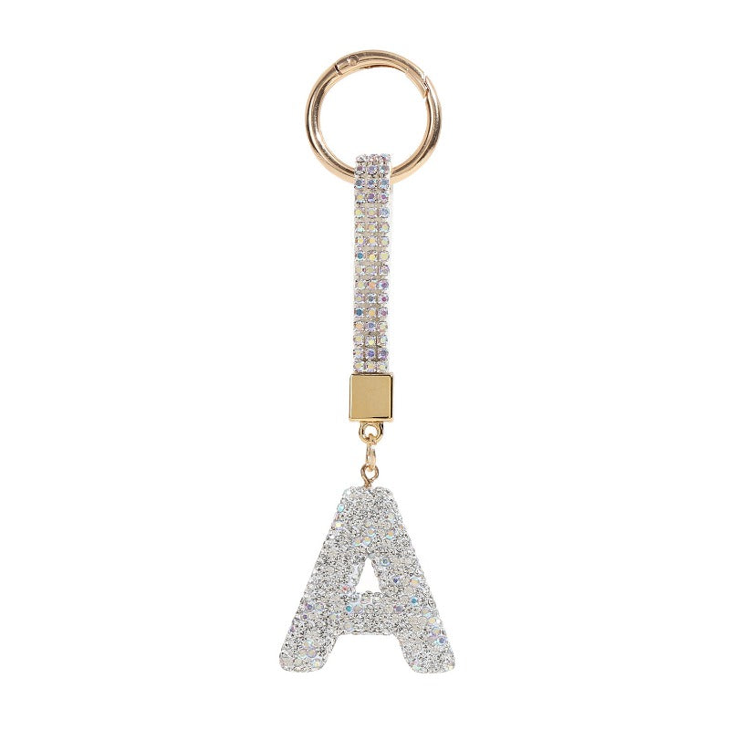 Wholesale Full Diamond Pendant English Letter Keychains