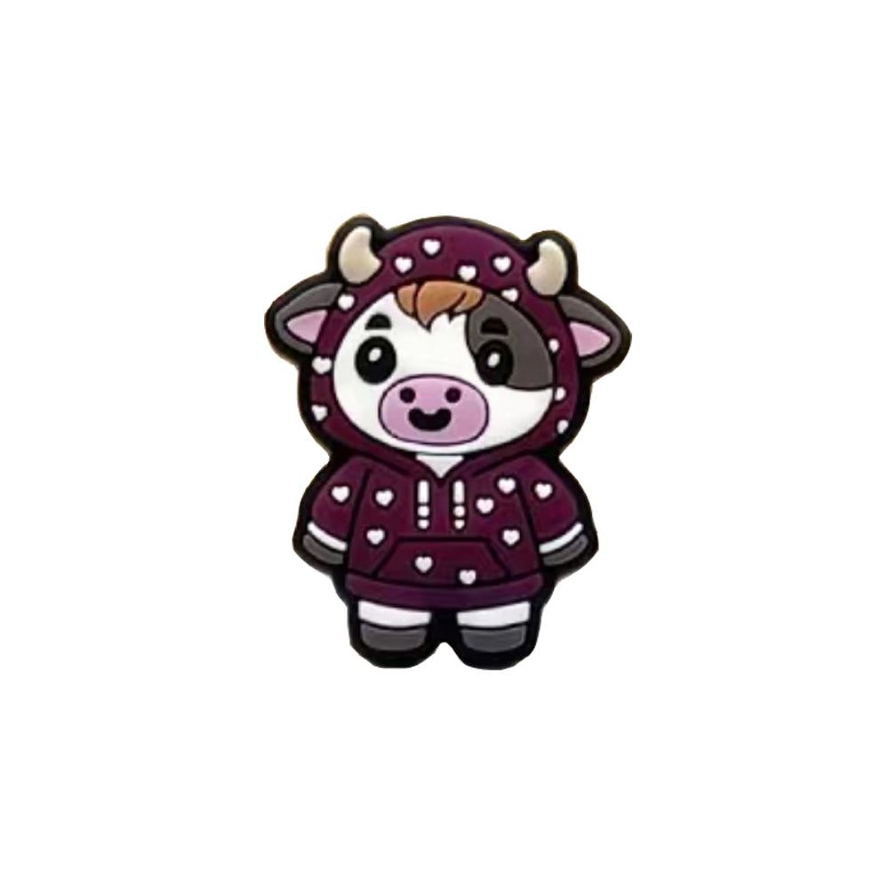 Wholesale 20pcs Cartoon Animal Cow Image Silicone Beads