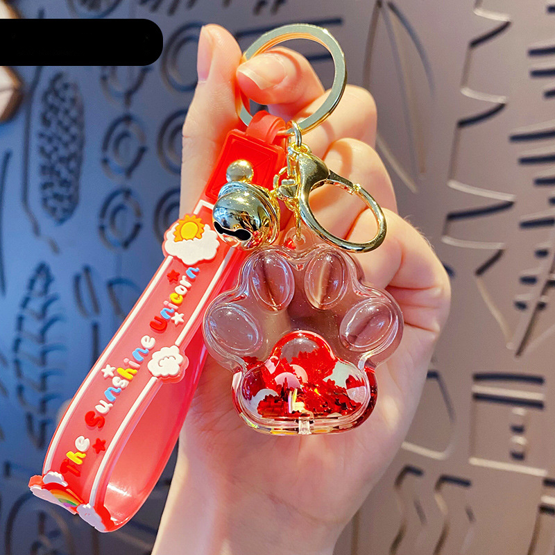 Wholesale Acrylic Floating Liquid Quicksand Bottle Cat Claw Keychain