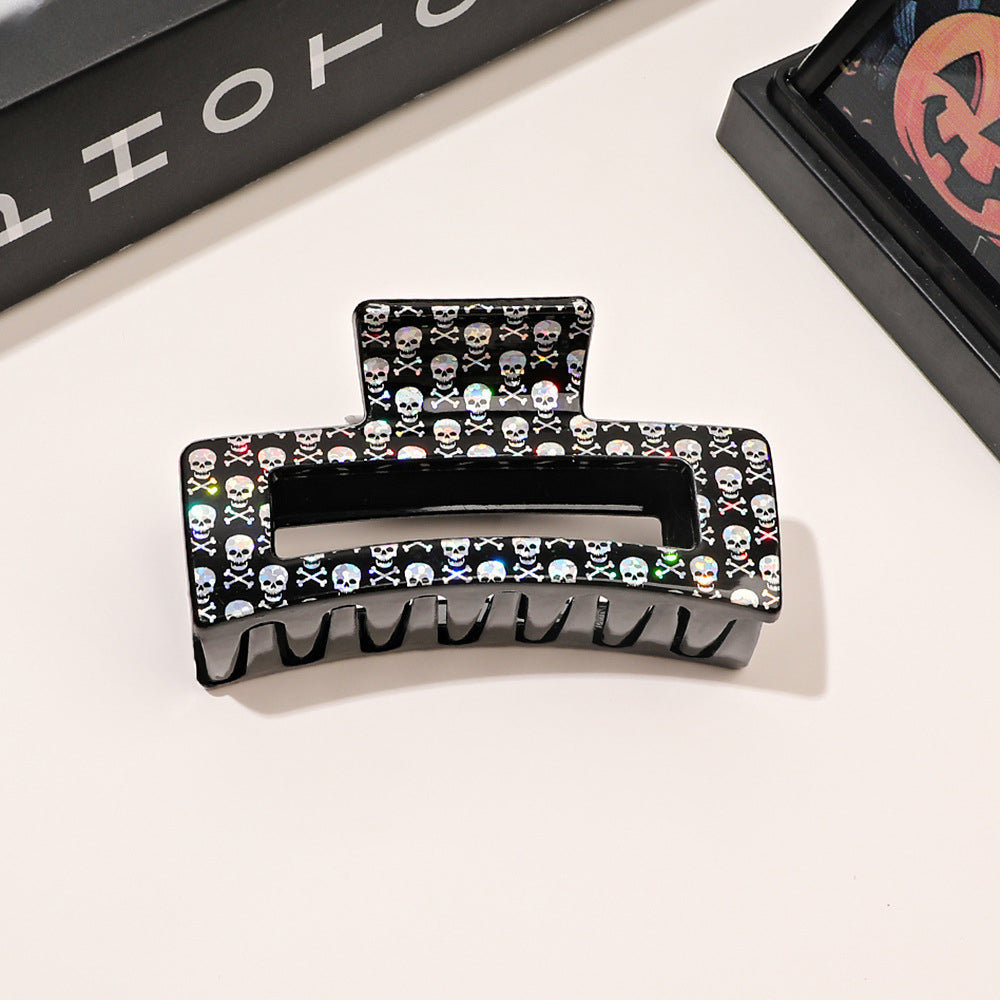 Wholesale Halloween Printed Skeleton Ghost Plastic Hair Clips