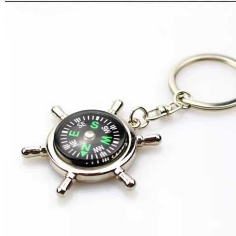 Wholesale Zinc Alloy Ship Rudder Compass Keychain
