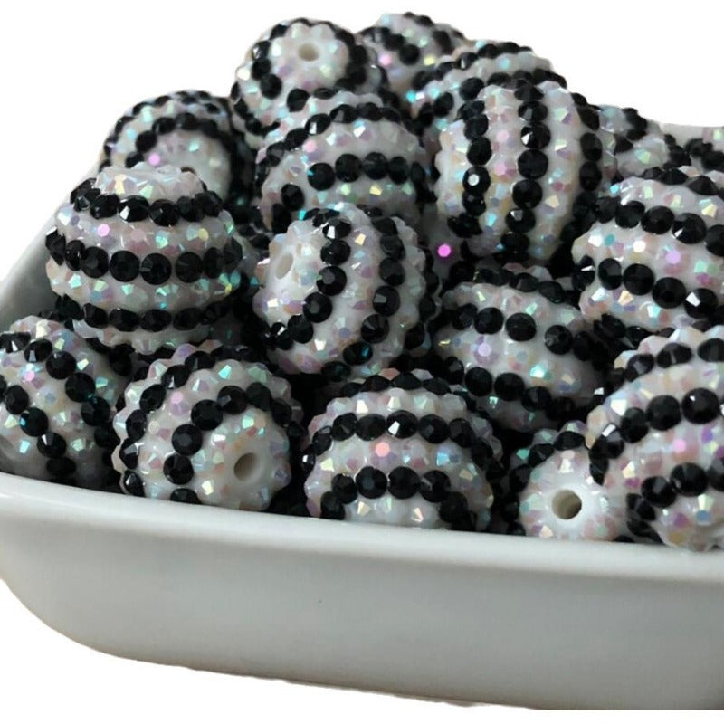 Wholesale 5pcs 16-22mm Resin Black and White Stripe Diamond Beads