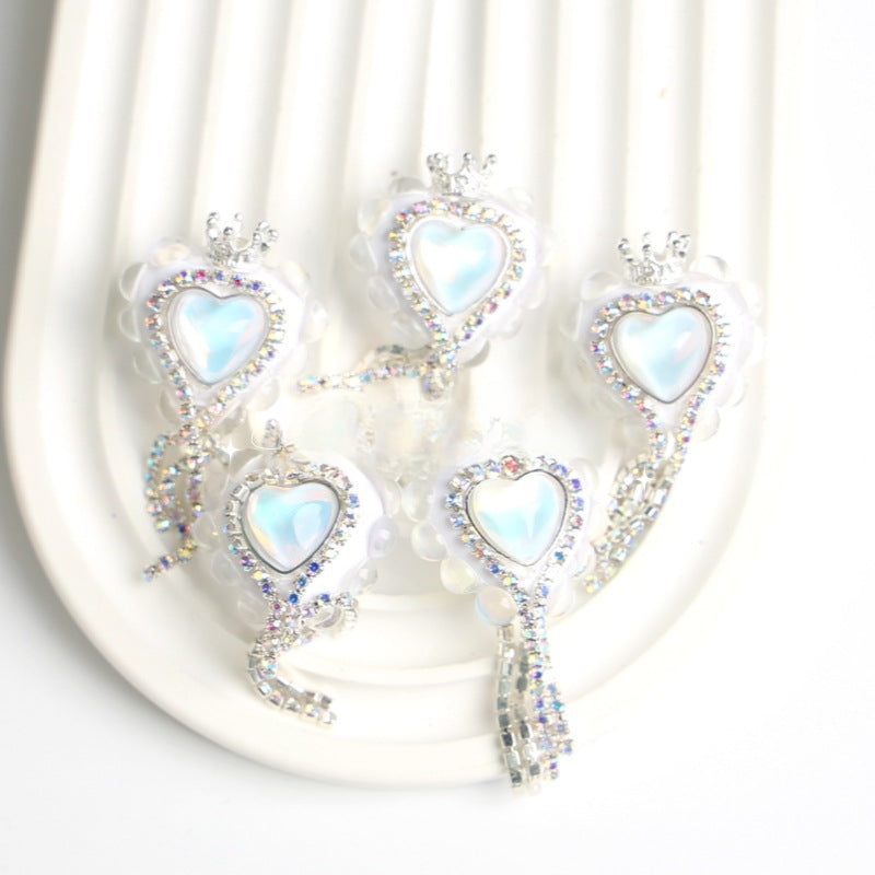 Wholesale Cat Eye Love Crown Beads Full of Diamond Tassel Acrylic Beads