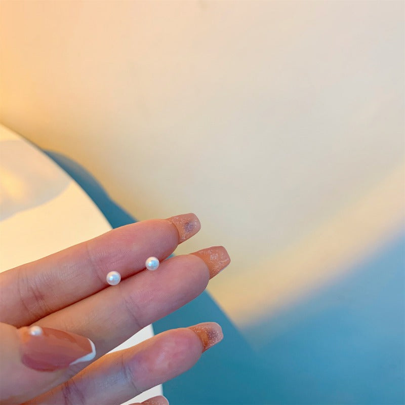 Wholesale S925 Silver Needle 4-6mm Mini Pearl Sweet Charm Simple Bean Earrings