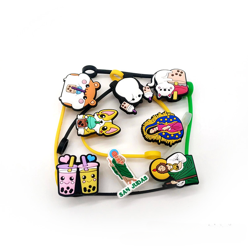 Wholesale 10PCS Cartoon Beverage Silicone Straw Tube Cap