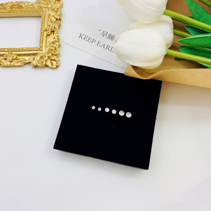 Wholesale 925 Silver Needle Simple Temperament Diamond Studded Small and Personalized Student Earrings