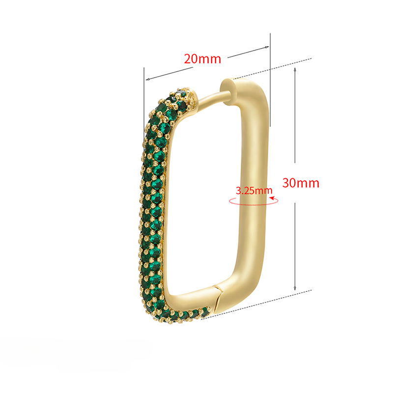 Wholesale Rectangular Colored Diamond Copper Earrings