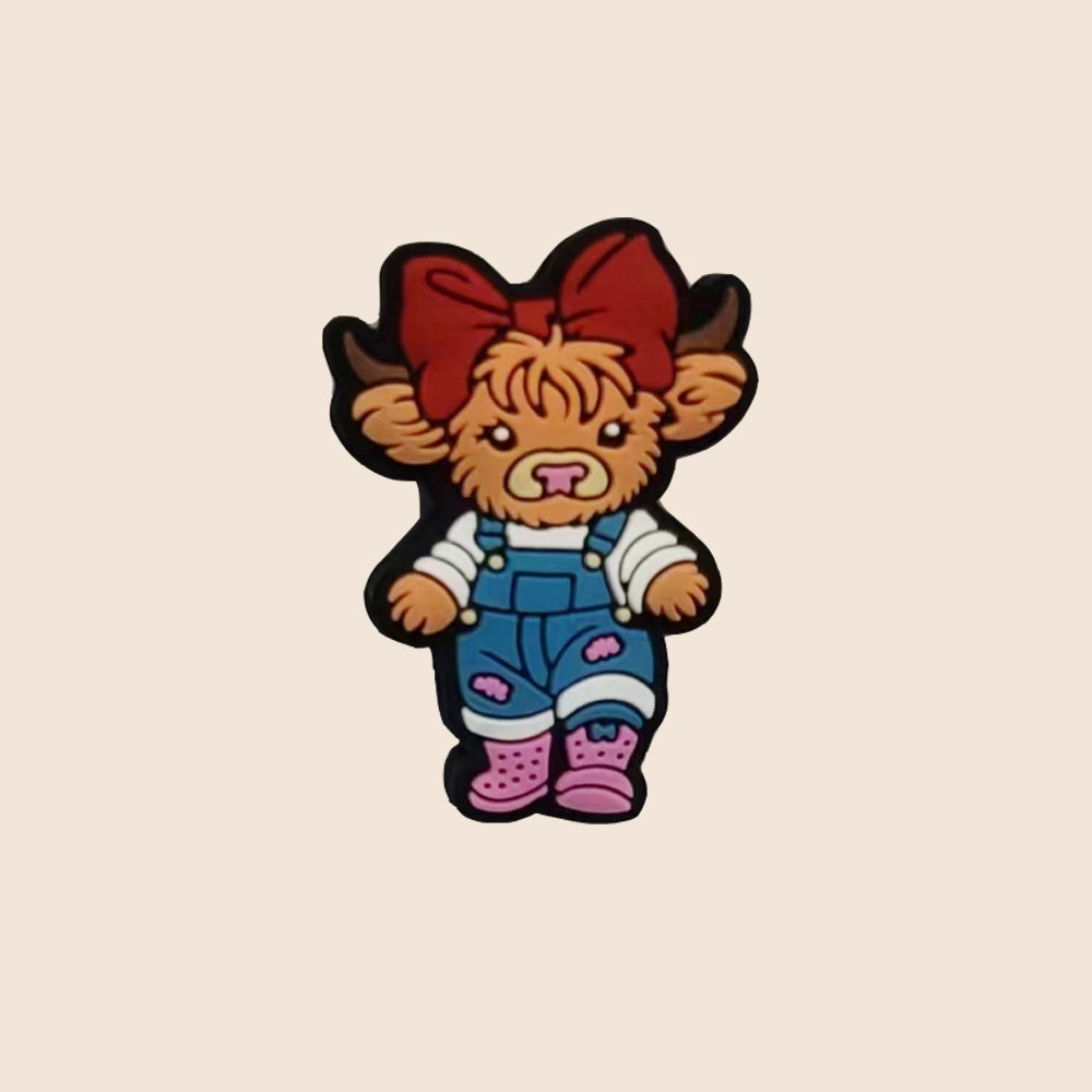 Wholesale 10pcs Western Style Cartoon Cow Pattern Plush Hat Highland Cow Silicone Beads