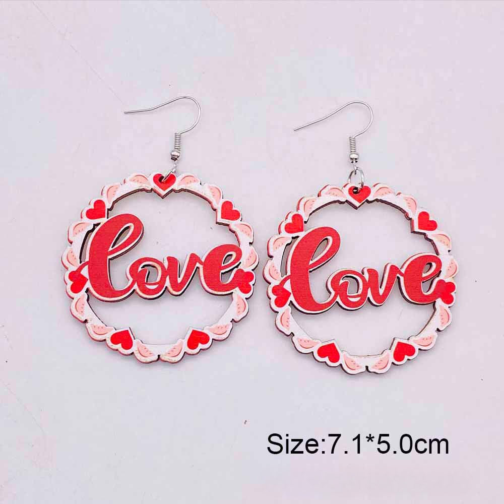 Wholesale Valentine's Day LOVE Love Wooden Earrings