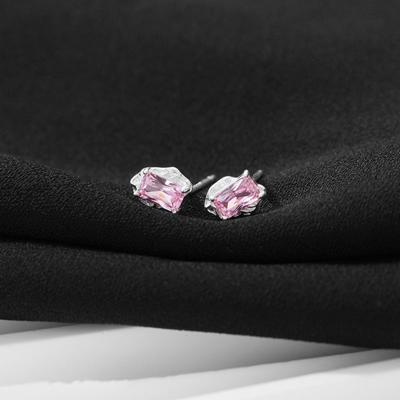 Wholesale S999 Sterling Silver Earrings Pink Girly Heart Earrings