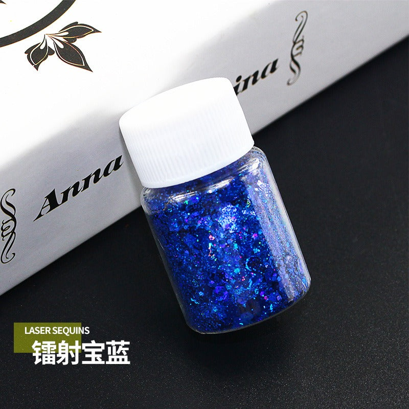 Wholesale Mixed Sequins Laser Colorful Glitter Powder Nail Art Crystal Drip Glue Flow Hemp Filler Gold Powder