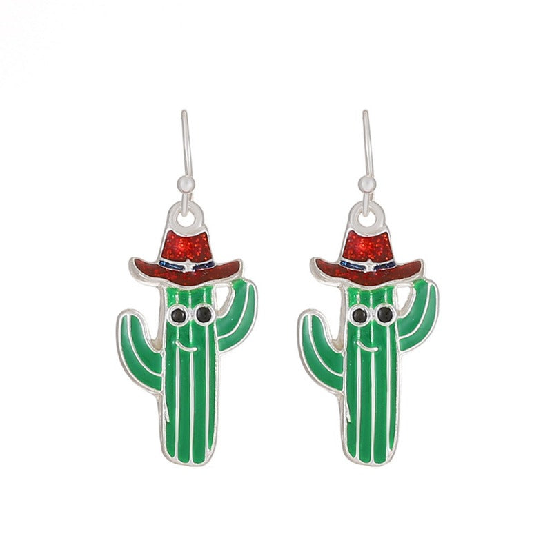Wholesale Halloween BOO Cartoon Funny Boots Cactus Alloy Earrings