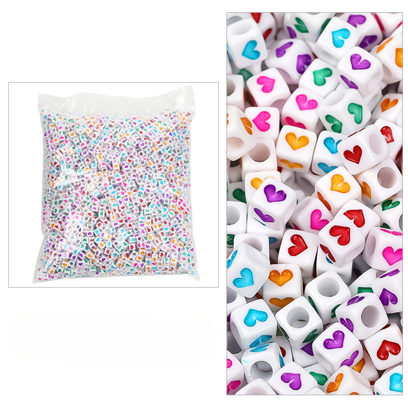Wholesale 6mm 3100PCS/PACK Acrylic Letter Colored Square Loose Beads
