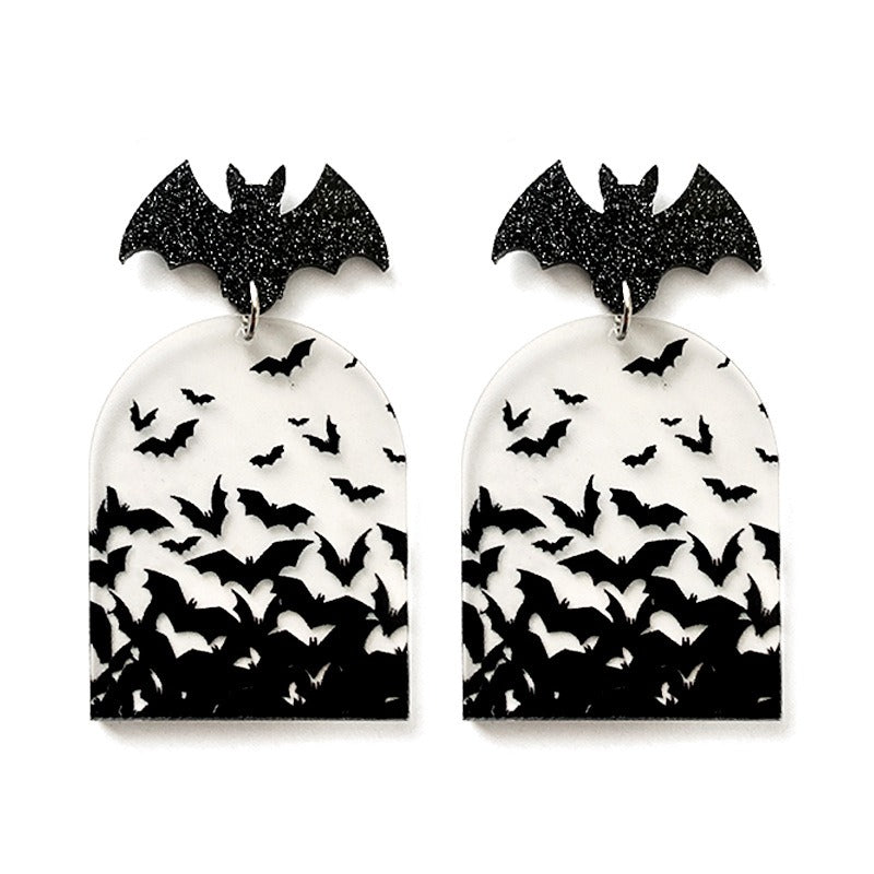 Wholesale Gothic Halloween Bat Acrylic Clear Earrings