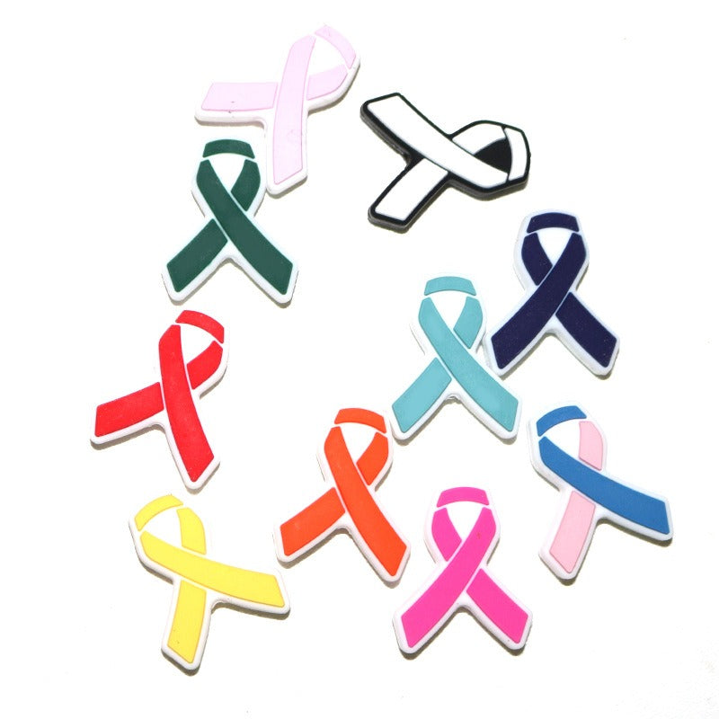 Wholesale 20pcs Cartoon Ribbon Publicity Prevention Awareness Warning Badge Silicone Beads