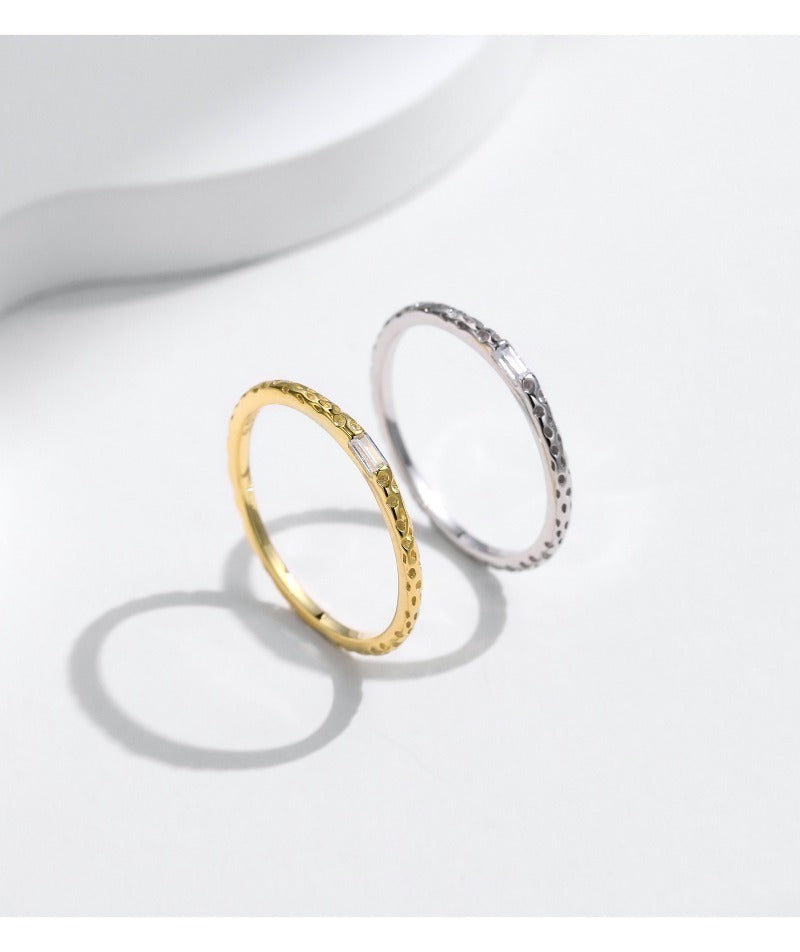 Wholesale S925 Sterling Silver Tinfoil Irregular Cross-line Textured Ring