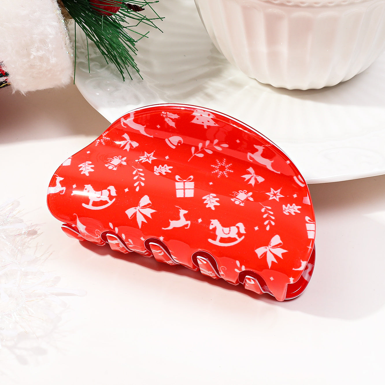 Wholesale Christmas Half Round PVC Hair Clips