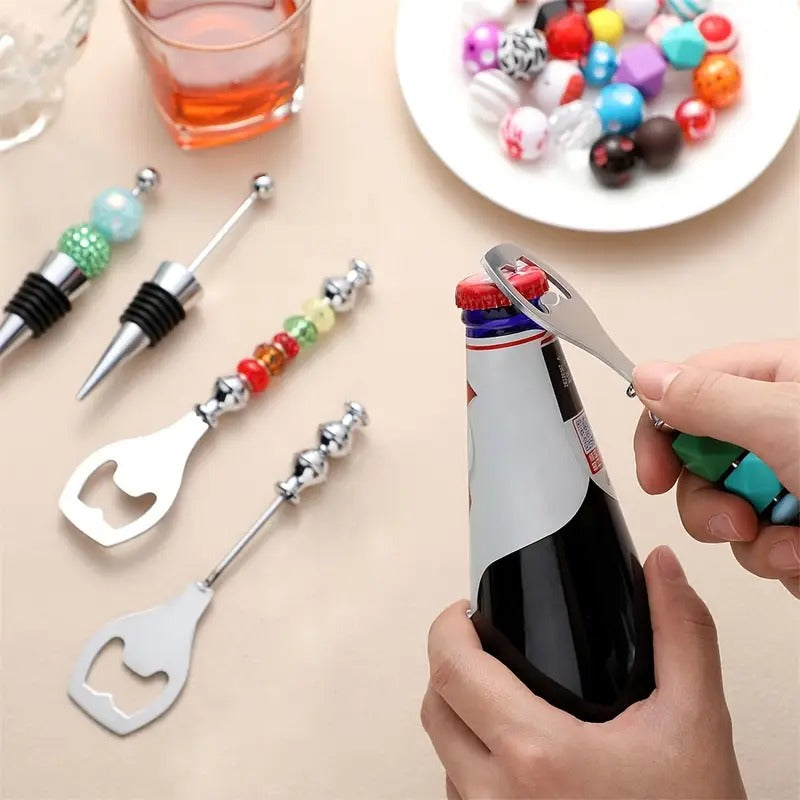 Wholesale Set DIY Beaded Stainless Steel Simple Everyday Soda Bottle Opener
