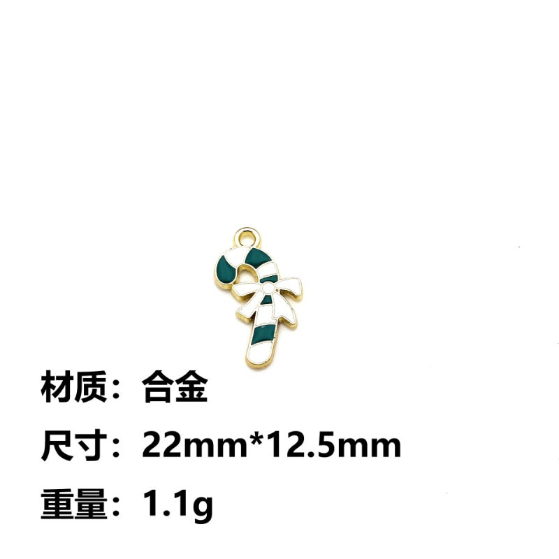 Wholesale 10pcs Christmas Candy Cane Lollipop Pendant Alloy Oil Drip Diy Pendant