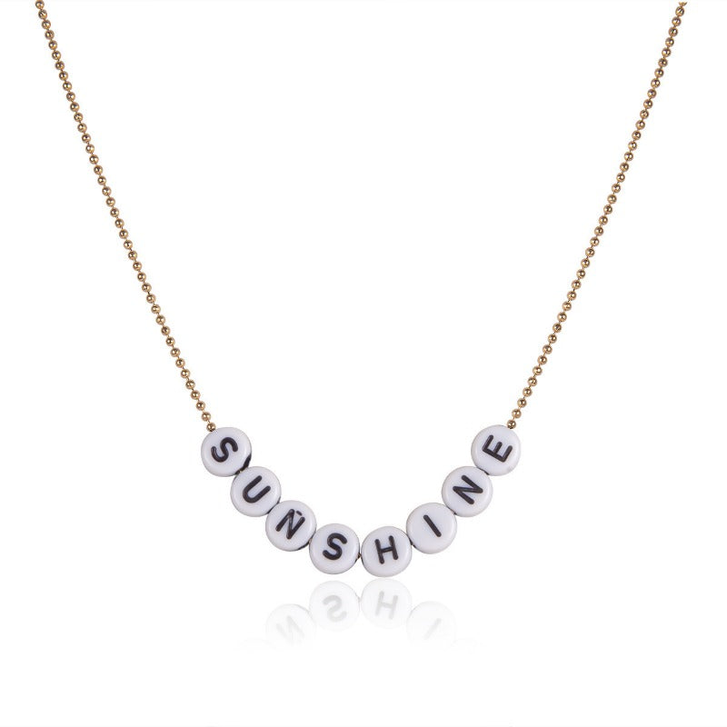 Wholesale Simple Geometric Round English Letter Necklace