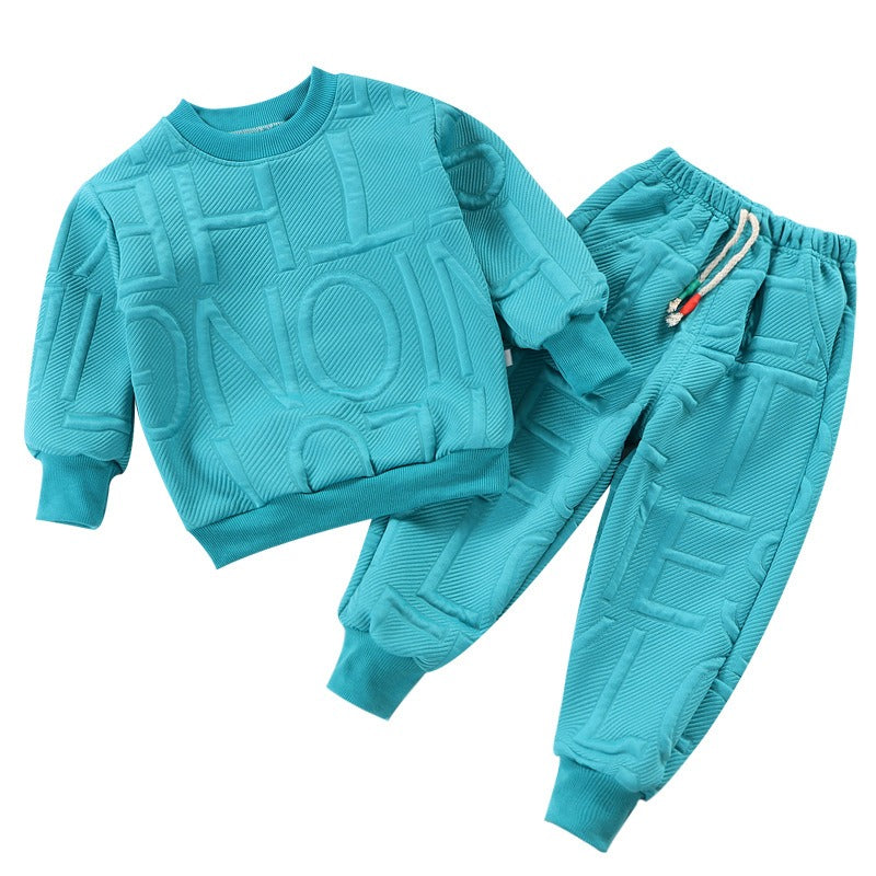 Wholesale Autumn Children's Polyester Casual Hoodie Two-piece Set