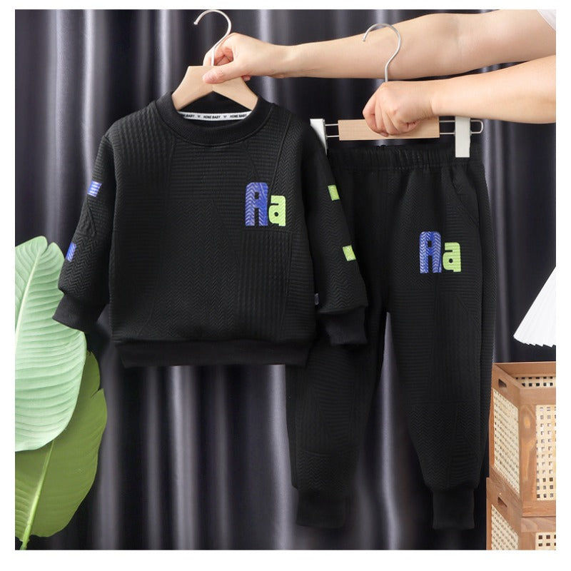 Wholesale Autumn Children's Polyester Casual Hoodie Two-piece Set