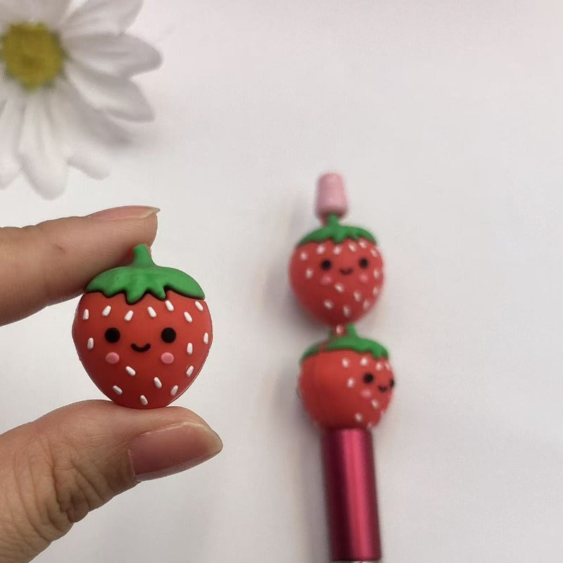 Wholesale 10pcs 3D Strawberry Silicone Beads