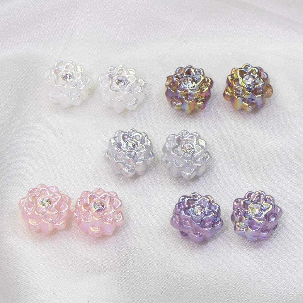 Wholesale 10pcs Simple Fashion Lotus Beads Through Hole Beads