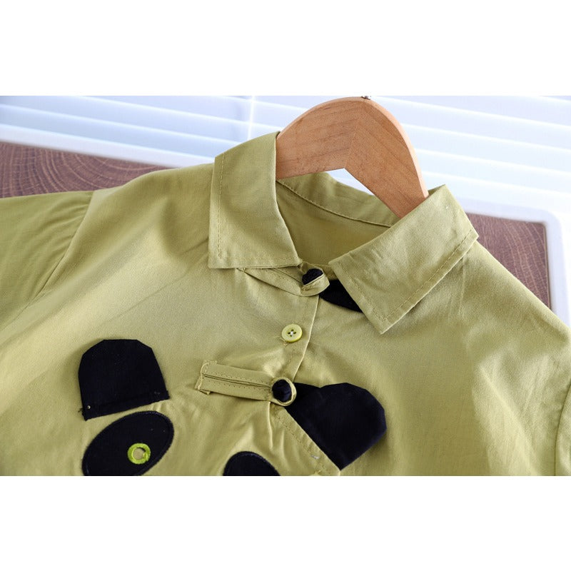 Wholesale Boys' Cotton Panda Shirt and Shorts Set