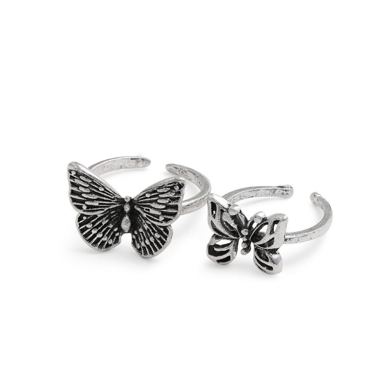 Wholesale Retro Hollow Butterfly Ring 2-piece Alloy Set