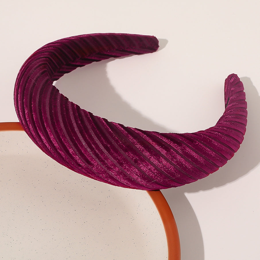 Wholesale Solid Color Wide Brimmed Sponge Stripe Hair Bands