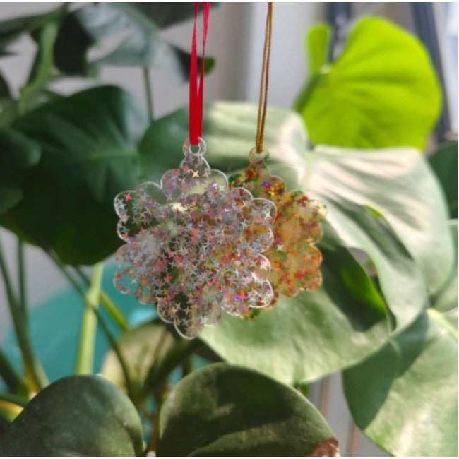 Wholesale 10pcs New Sticker  Glitter  Acrylic Christmas Pendant Home DIY Decoration