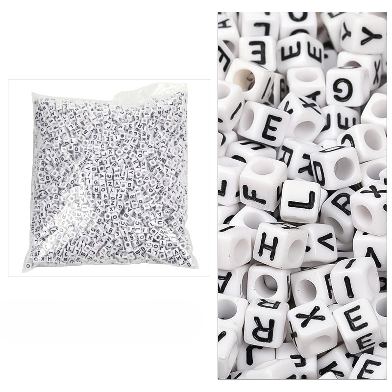 Wholesale 6mm 3100PCS/PACK Acrylic Letter Colored Square Loose Beads