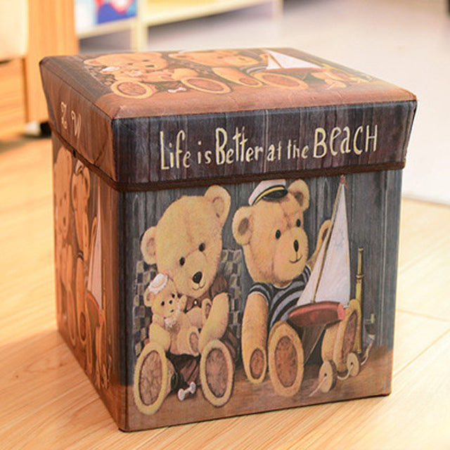 Wholesale Non-woven Fabric Retro Multifunctional Foldable Stool Storage Stool