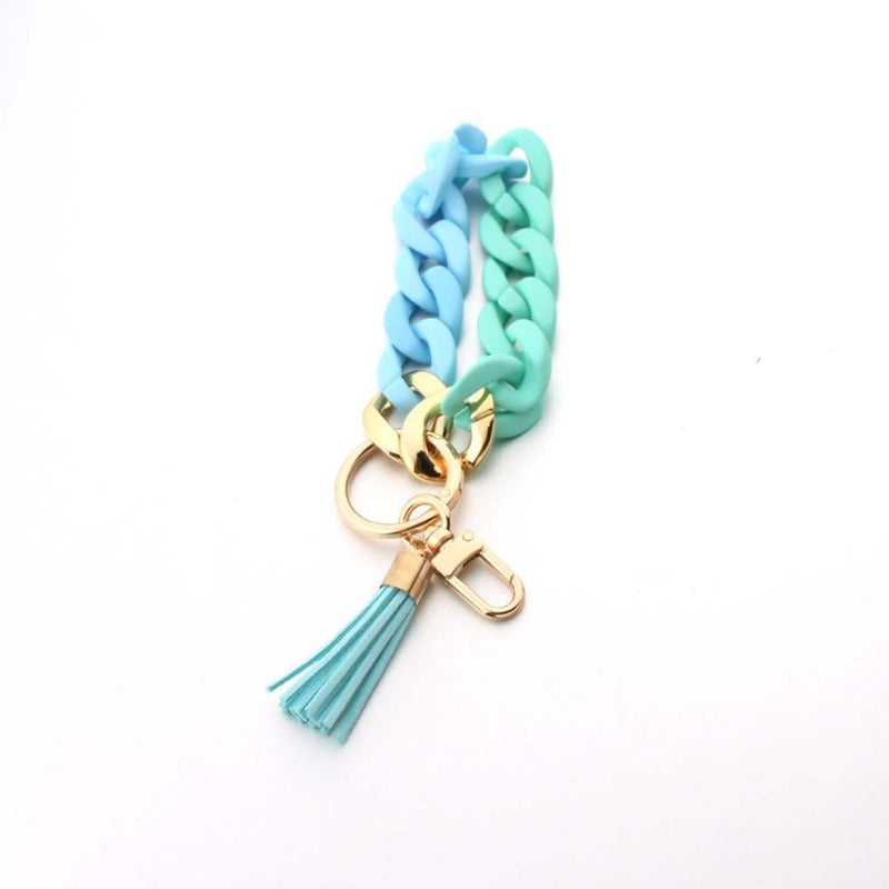 Wholesale Acrylic Colorful Creative Tassel PU Leather Keychain