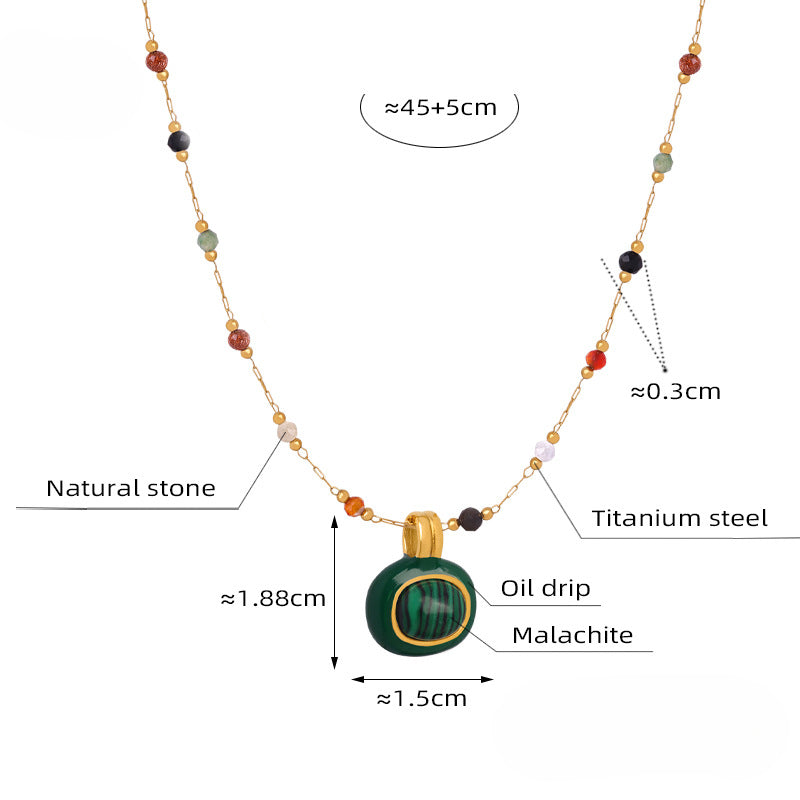 Wholesale Natural Stone Handmade Beaded Titanium Steel Necklaces